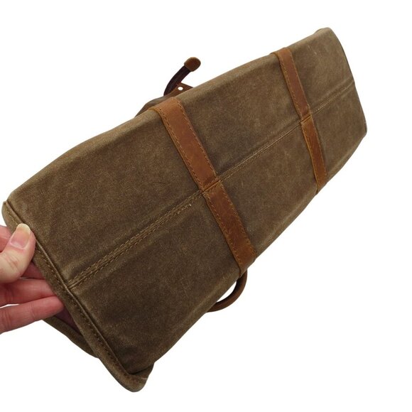 TSD Burgundy Stone Creek Tote Bag Premium Waxed Canvas & Leather Durable - Picture 11 of 14